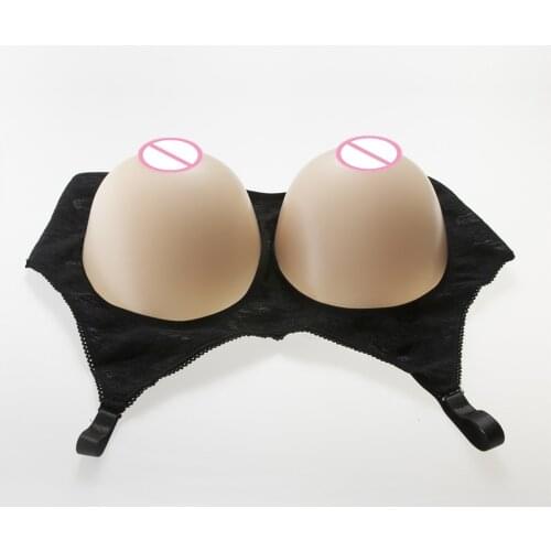3600g/set Realistic Silicone Bra Breast Forms Set Shemale Silicone Boobs Huge Cup Fake Breast In Open Bra Needn't Glue