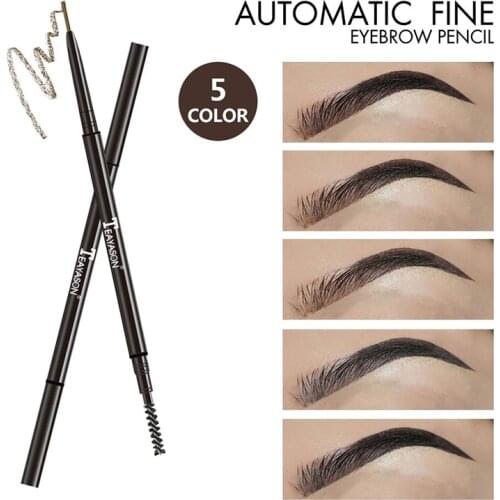 5 Colors Eyebrow Pen Waterproof 1.5mm Ultra Thin Eyebrow Pencil Long Lasting Natural Dark Brown Double-Headed Automatic Eyebrow