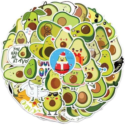 50pcs Christmas Avocado Cartoon Children Stickers Skateboard Guitar Suitcase Girls Waterproof scrapbooking Sticker Kids Toys