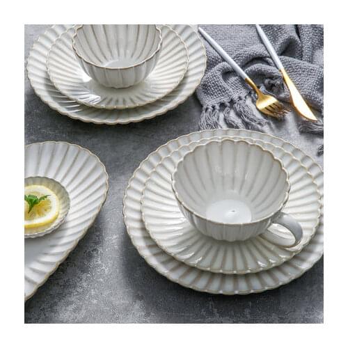 Japanese-style Chrysanthemum White Ceramic Plate Sushi Salad Steak Breakfast Microwave Oven Special Kitchen Home Plate