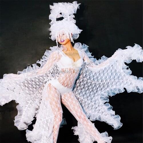 WYY White ballroom dance costumes led supply sexy catwalk models stage show wears dresses bar performance ballet clothes dj ktv