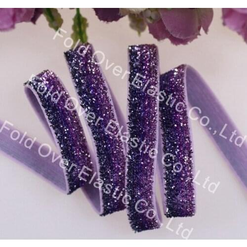 Free shipping 3/8" Elastic Glitter Velvet Ribbon #7B-76, top quality frosted glitter elastic, 250yards/roll