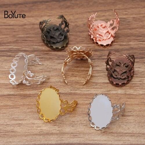 BoYuTe (20 Pieces/Lot) Metal Brass Adjustable Ring Base with 13*18MM 18*25MM Oval Cabochon Blank Tray Diy Jewelry Findings