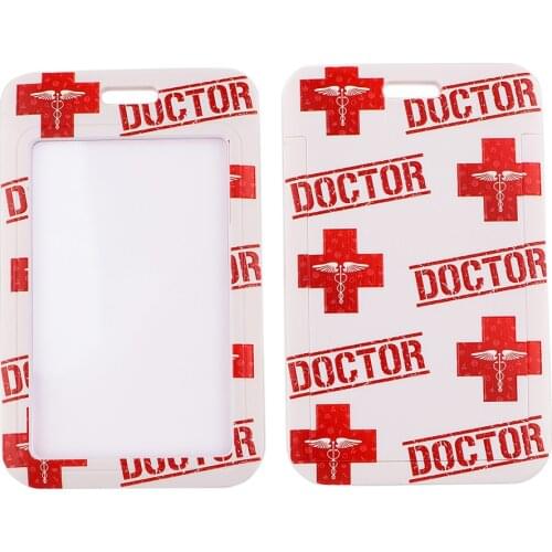 PC3299 Doctor Accessories Red Cross Lanyards ID Badge Holder Bus Pass Case Cover Slip Bank Credit Card Holder Strap Cardholder