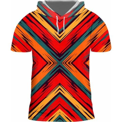 IFPD EU Size Hooded Tshirt Summer Men Cool 3D Print Colorful Symmetry Creative Design T-shirt Hiphop Short Sleeve Tops Dropship