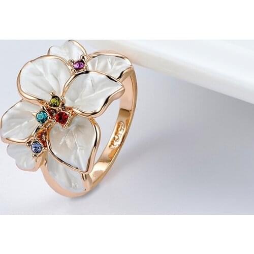 Iutopian Brand Flower Series Rings For Women Anel 3 Colors Dont Fade Anti Allergy Big Size #RG95676