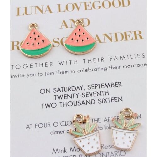 Drop Oil Charms 10pcs/pack Watermelon Plant Enamel Charms Alloy Floating Pendant fit Bracelet Necklace Jewelry Accessories