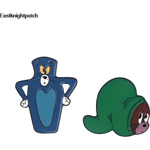 E1959 Classcial Cartoon Cat And Mouse Fun Enamel Pin Collection Fashion Brooch for Friends Backpack Lapel Pin Badge Jewelry Gift