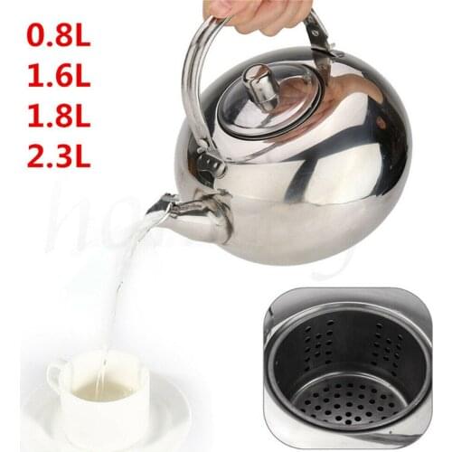 0.8/1.6/1.8/2.3L Stainless Steel Teapot Coffee Pot with Tea Leaf Infuser Filter