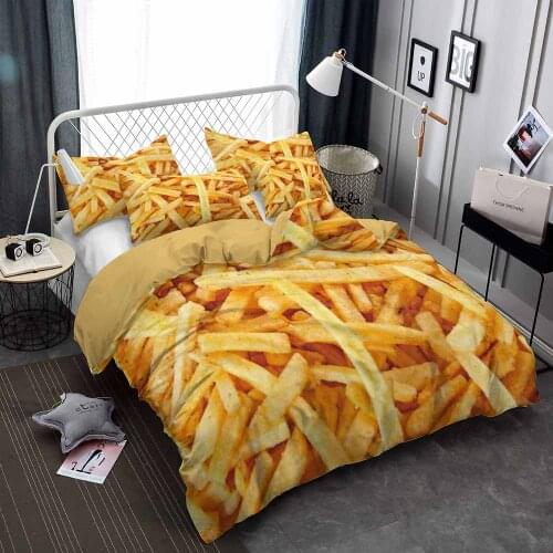 Funny Food Bedding Set Hamburger French Fries Coke Duvet Cover 3D Print Comforter Cover Design Custom Bed Linens Sets