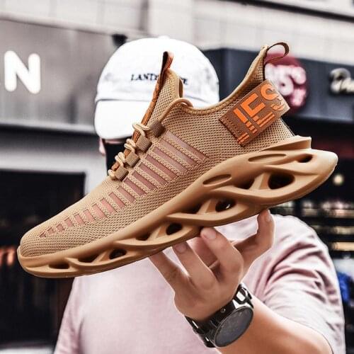 Big Size Summer Breathable Sport Shoes Male Sneakers for Men Lightweight Running Shoes Mens Sports Footwear Brown Walk GME-0008