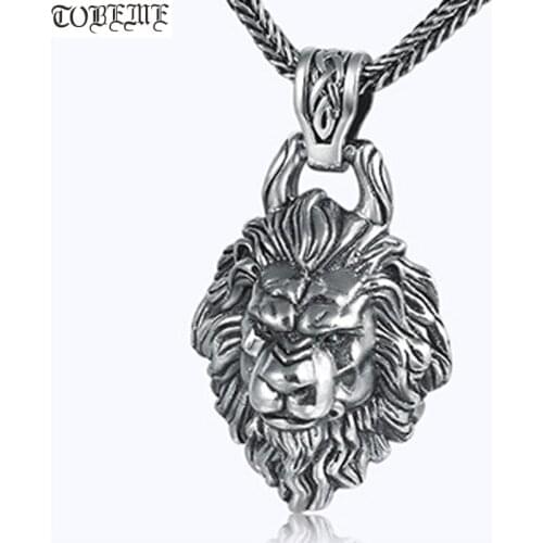 100% 925 Silver Lion Pendant Thai 925 Sterling Man Pendant Hiphop Rock Jewelry Power Lion Pendant Necklace