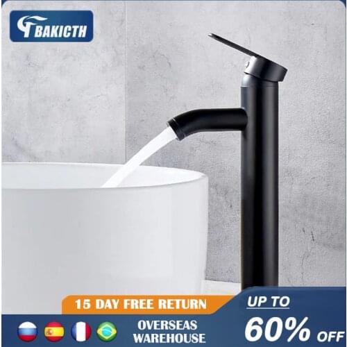 Bakicth Matte Black Basin Faucet White Washbasin Hot Cold Mixer Tap Single Handle Mixer Tap Basin Crane Tap Single Handle Tap
