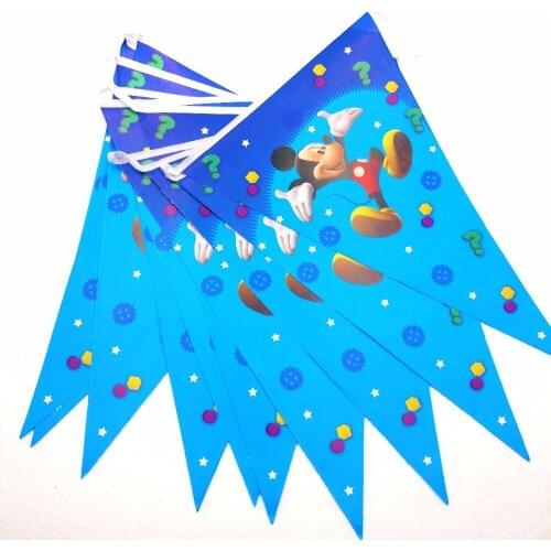 Mickey Mouse Theme Birthday Pennant Party Supplies 2-Side Cartoon Pattern Including 10 Flags And Banners Party Decoration