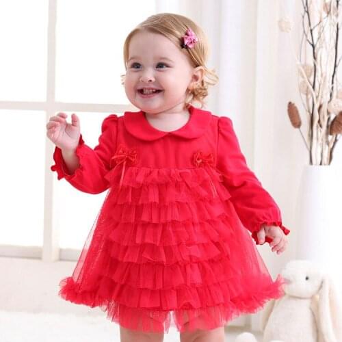 Sweet Baby Girls Princess Dress Toddler Children Long-sleeved Mesh Dress Baby Newborn Girls Bowtie Party Clothes