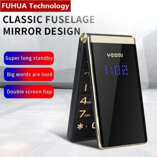 Free Leather Bag Classic Flip Phone YEEMI M2+ Dual Screen WCDMA 3G GSM 2G Cellphone Dual Sim Big Voice Big Keyboard Bluetooth