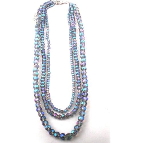 Fashion Bohemian Jewelry 3 layer Ball Glass Crystal Choker Necklaces For Women Ethnic Necklace