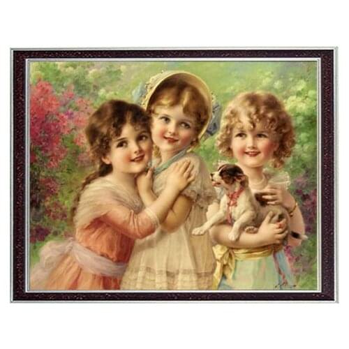 Needlework Crafts 14CT Unprinted For Embroidery Quality Counted Cross Stitch Kit/Set DIY Best Of Friends Arts Little Angels