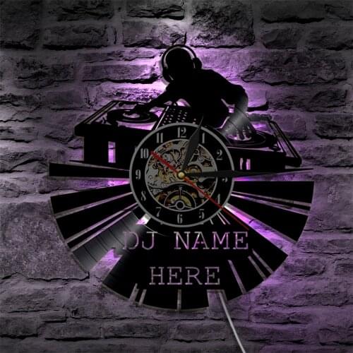 Custom DJ Vinyl Record Clock Modern Wall Clock Personalized DJ Name On The Clock DJ Wall Art Vintage Clock Music Lovers Gift