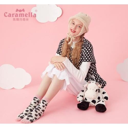 Caramella 2Pairs Cartoon Animal Women Socks Happy Milk Cow Socks Christmas Red Saint Snow Short Socks Cozy Cotton Cool Socks