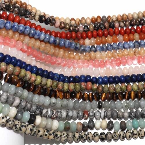 Wholesale 6 8 MM Natural Stone Lapis Lazuli Agates Crystal Amethysts Beads Spacer Rondelle Beads For Jewelry Making DIY Bracelet