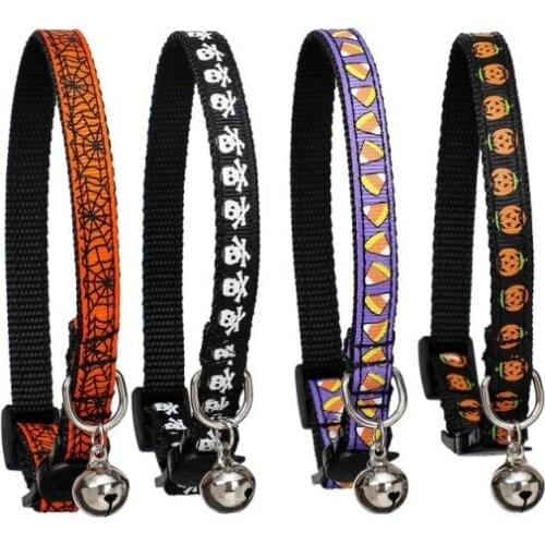 Pet Dog Collar Pumpkin Skull Halloween Quick Release Nylon Adjustable Puppy Collar For Small Large Pet Dogs Harnesses 2020 New