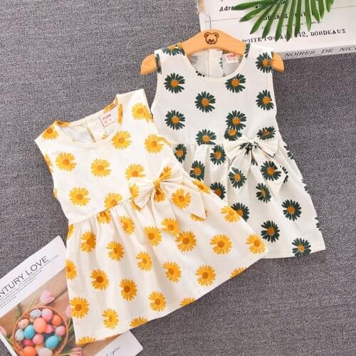 1 2 3 4 Years Toddler 2021 Summer Girl Princess Dress Cotton Print Dresses Kids Fashion Active Casual Infant Children Clothing