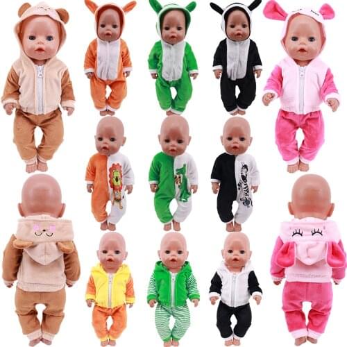 Doll Pajama Cute Animals-Shaped Heavy Clothes Warm Soft For 18Inch American Bourne 43cm Zaps Reborn Doll Clothes Boys Toys Gifts