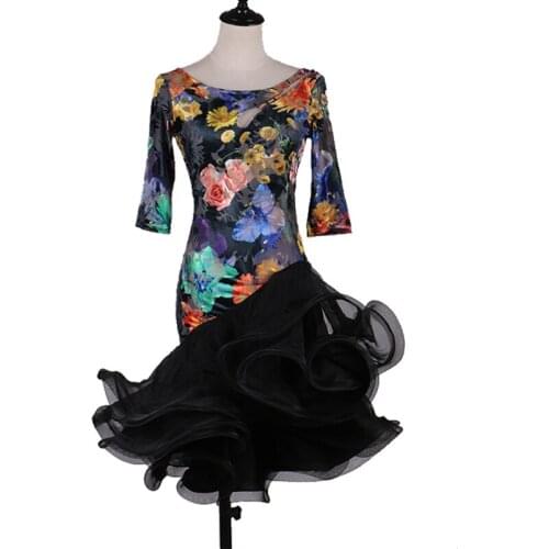 Salsa dress dancing dress women latin vestido salsa mujer junior leopard latin dress for girls vestidos de baile latino delq063