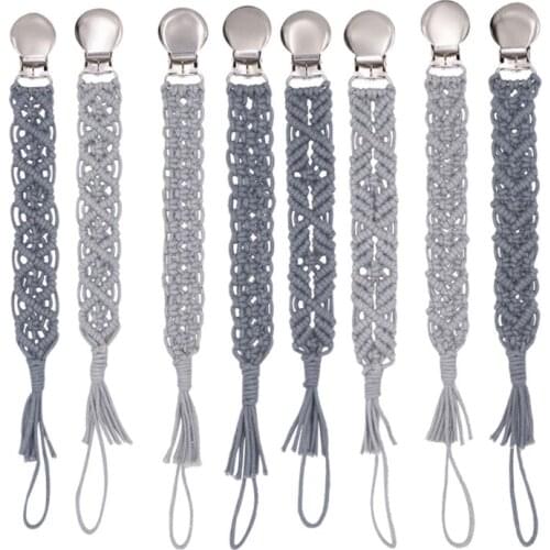Handmade Crochet Baby Pacifier Chain Clip Vintage Cotton Yarn Anti-fall Newborn Dummy Pacifier Clip Holder JUN-24