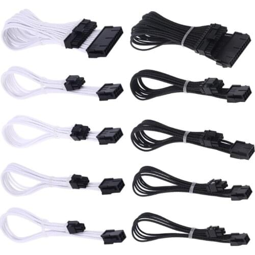 Sleeve Extension Power Supply Cable 24-pin A TX/EPS/8-pin PCI-E GPU/8pin CPU/6-pin PCIE/4Pin CPU Cable with Combs 18 AWG