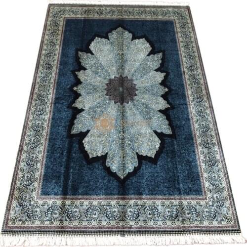 Seeykeep™ 8x11.5ft Rectangle Blue Silk Handknotted Oriental Rug-NY3016226