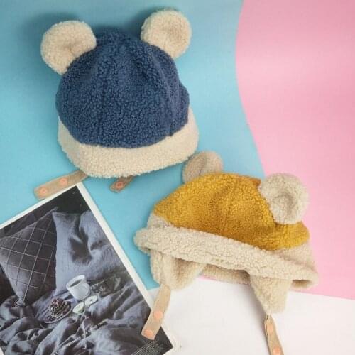 Baby Winter Hat Winter Baby Supplies Warm Hat Earmuffs Hat Lambswool Color Matching Baby Cap Winter