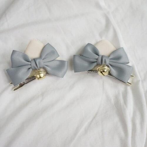 Handmade Japan and South Korea Cute Bow Bell Cat Ear Barrettes a Pair of Hairclips Girl Lolita Hair Accessories Nekopara Hairpin