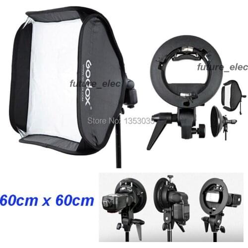60 x 60cm 24" Soft Box Softbox+S Bracket for Canon 430EX 580EX II Nikon SB600 SB800 Pentax Olympus YongNuo Flash Speedlite Light