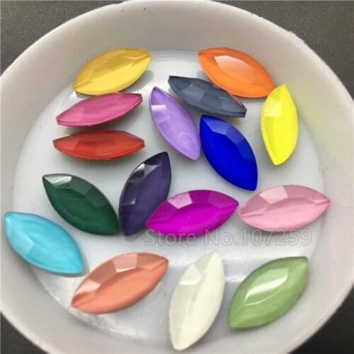 Mocha 7x15mm Navette Rhinestone Gass Crystal Pointback Marquise Horse eye fancy stone More colors