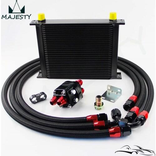 30 ROW AN-10AN UNIVERSAL ENGINE TRANSMISSION OIL COOLER BLACK+ FILTER Relocation KIT black british type