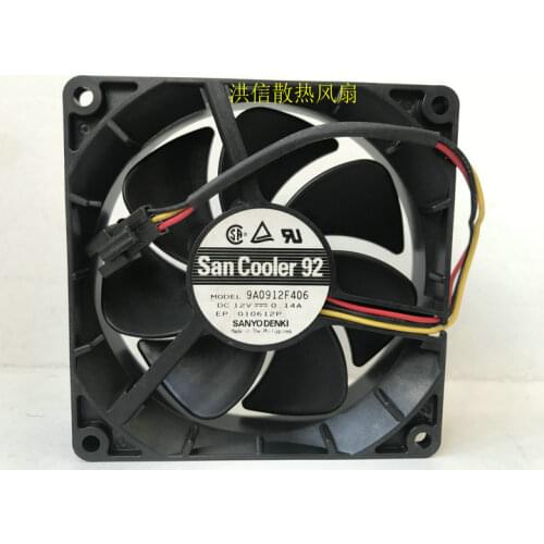 SANYO DENKI 9A0912F406 DC 12V 0.14A 92x92x25mm Server Cooling Fan