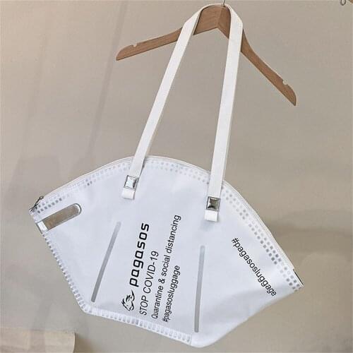 Large Capacity Handbags Casual Women Canvas Tote Bag Creative Hobos Mask Shoulder Bags Female Fashion Trendy Ladies Shopper Bags