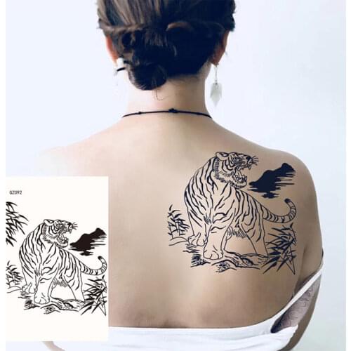 Waterproof Temporary Tattoo Sticker Forest Tiger Warrior Flash Tattoos Women Body Art Arm leg Fake Sleeve Tatoo Men