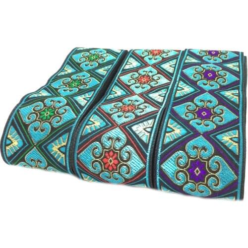 ZERZEEMOOY 2" 5cm 7yard/lot High quality Woven Jacquard Ribbon black background red purple flowers pattern straps and belt lace