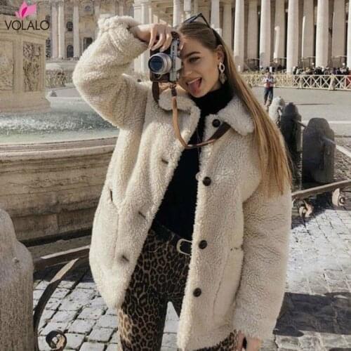 2020 Winter Thicken Warm Teddy Fur Jacket Coat Women Casual Fashion Lamb Faux Fur Overcoat Fluffy Cozy Loose Outerwear Female