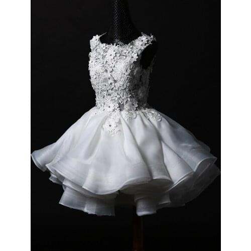 New Simple Short Wedding Dress 2021 for Women Tea Length Bead A Line Bridal Gown Vestido De Novia Undefined Mariage Online