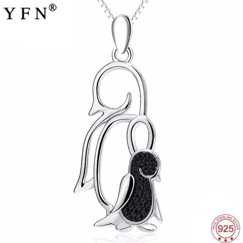 Necklace Women 925 Sterling Silver Animal Jewelry Penguin Necklace Mother Baby Family Necklaces Gifts For Mothers day GNX12829