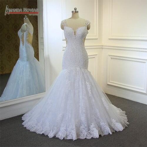 Robe De Mariee 2019 Newest V-Neck Mermaid Wedding Dresses Cap Sleeve Bridal Gowns Lace Wedding Dress With Appliques