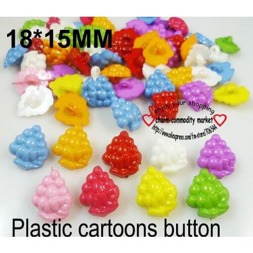 100PCS 18*15MM grape shape Colors Dyed Plastic cartoons buttons coat boots sewing clothes accessories P-038