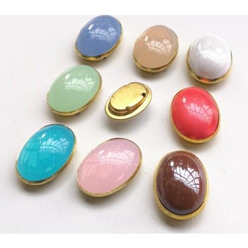 12 Pieces 10*14mm 13x18mm Colorful New Acrylic Opal Bead With Gold Claw Setting Horse Eye Jewelry Fancy Stone Oval Sew On Beads