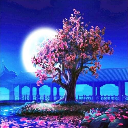 5D Diy Diamond Painting Cherry Tree Mbroidery Diamond Cross Stitch Full Circular Rhinestone Home Decoration Gift Handmake Rp537