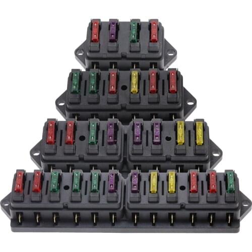 4/6/8/12 Way Car Fuse Box Car Fuse Holder Car Truck Auto Blade Fuse Box with 4/6/8/12 Fuses for 12V 24V ATO Standard Circuit