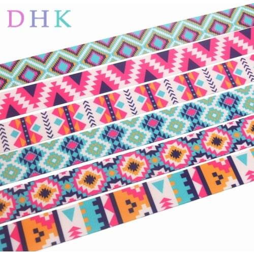 DHK 7/8'' 5yards tribal pattern printed grosgrain Ribbon Accessory hairbow headwear decoration Wholesale OEM C1647